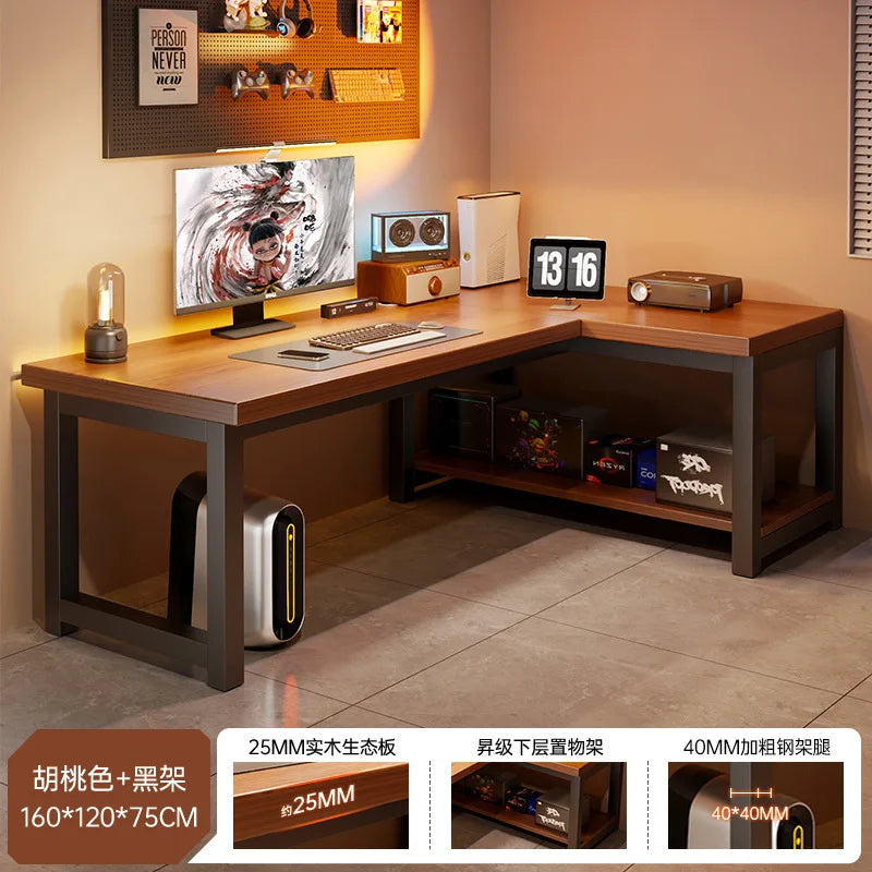 Modern Corner Computer Desk L-shaped Hole Desk Integrated Household Bedroom Study Table, Corner Laptop Stand E-sports Table