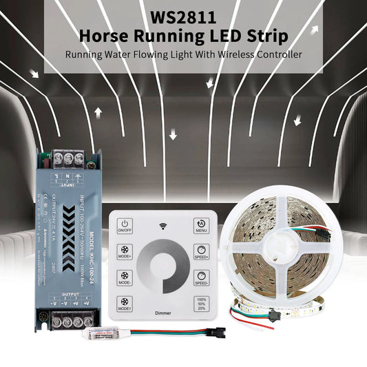 10m WS2811 Running Water Flowing LED Strip Light SMD2835 Horse Race Pixel Addressable Flexible Linear Lamp Set 120LEDs/m DC24V