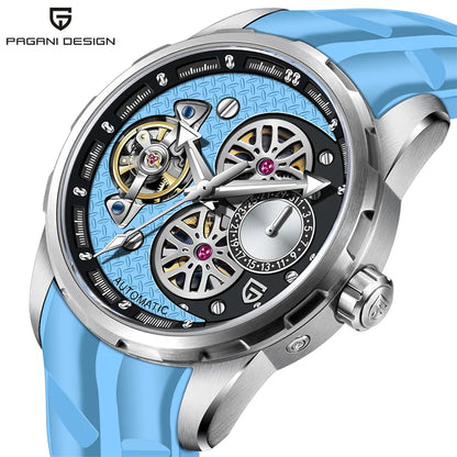 PAGANI DESIGN PD-YS022 Men's Mechanical Watch Tourbillon Skeleton Wristwatch For Men Fluorine Rubber Strap Automatic Watches