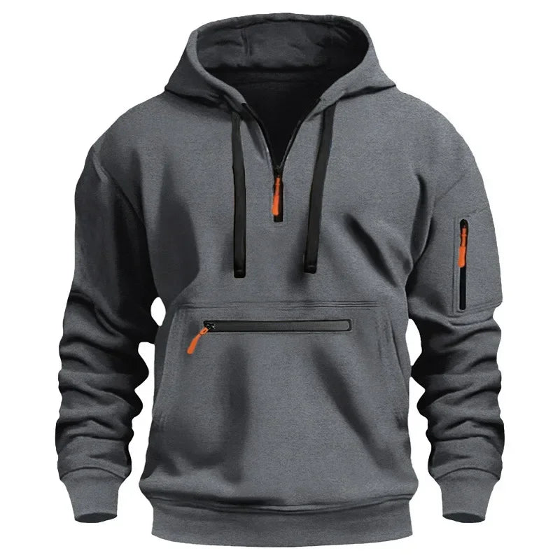 2026 New Men's Fashion Casual Hoodie Autumn/Winter Multi Pocket Fashion Loose Oversized Hoodie Men's Wear
