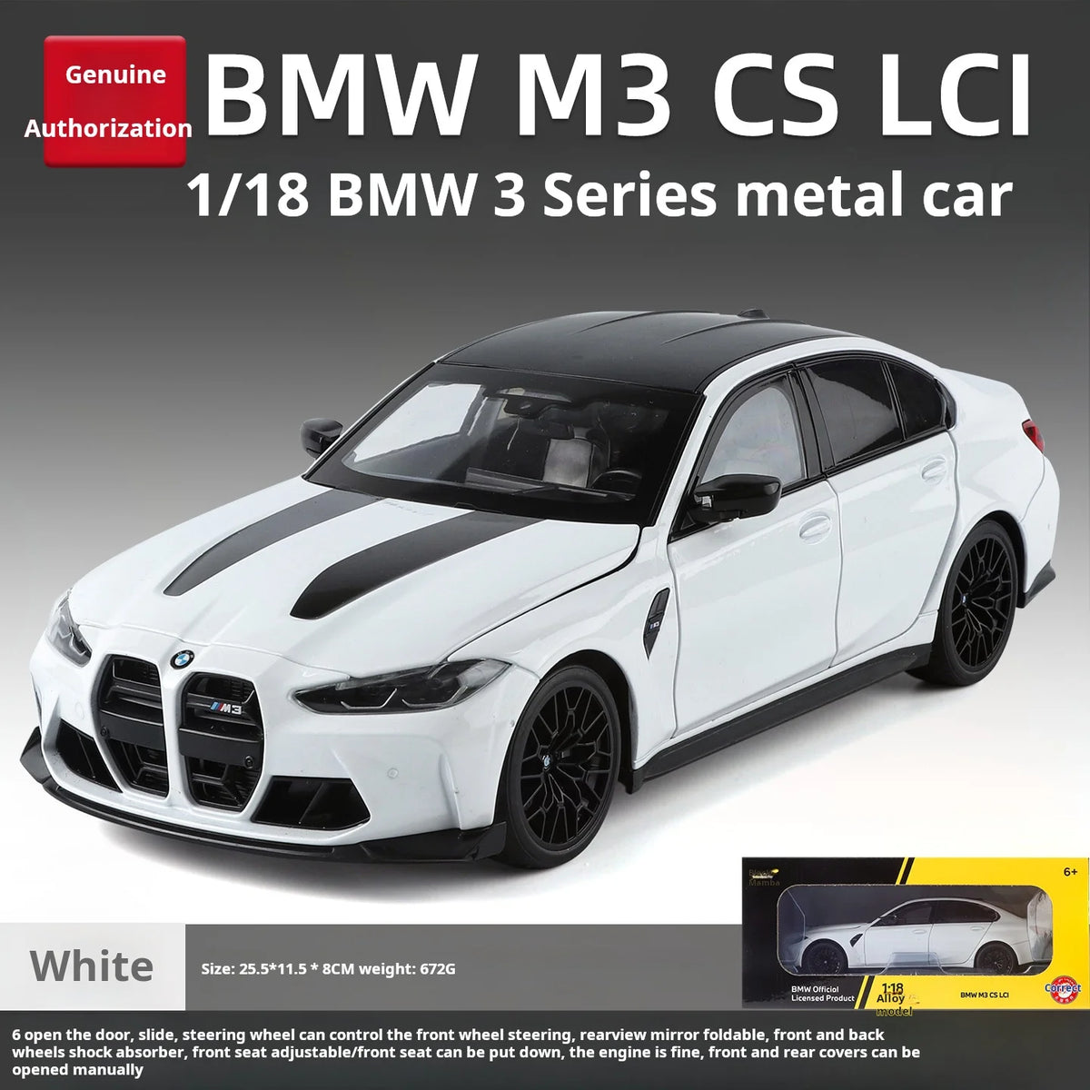 1:18 BMW M3 Model Car Exquisite Simulation Alloy Diecast Model High-Performance Coupe Pull Back Toy Car Collectible Decoration