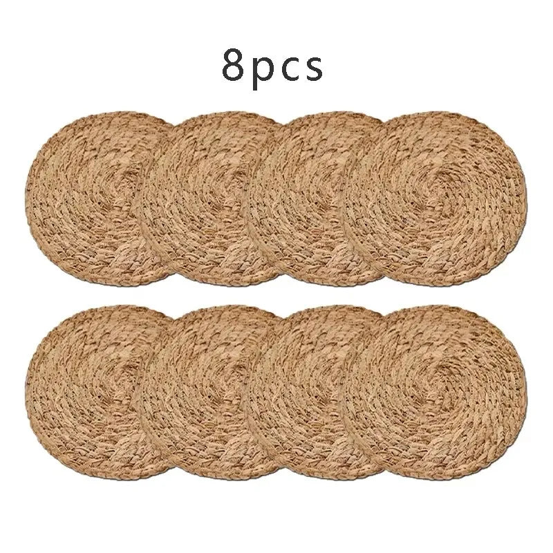 Pot Mats Handwoven Rattan Placemats Round Heat Insulation Mats Natural Woven Table Mats For Dining Home Wedding Decor Wholesale