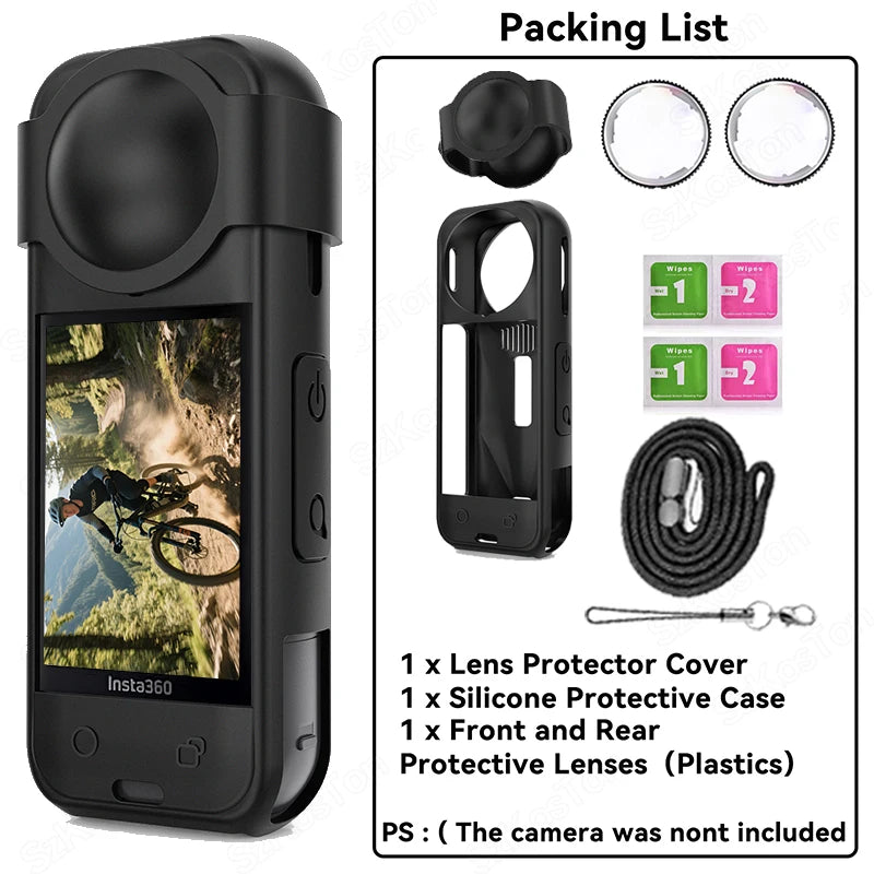 For Insta 360 X5 Camera Protective Accessory Kit Lens Guard/Silicone Protective Cover/Screen Protectors/Camera Case