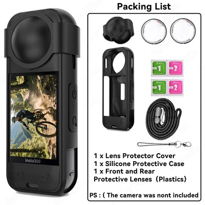For Insta 360 X5 Camera Protective Accessory Kit Lens Guard/Silicone Protective Cover/Screen Protectors/Camera Case