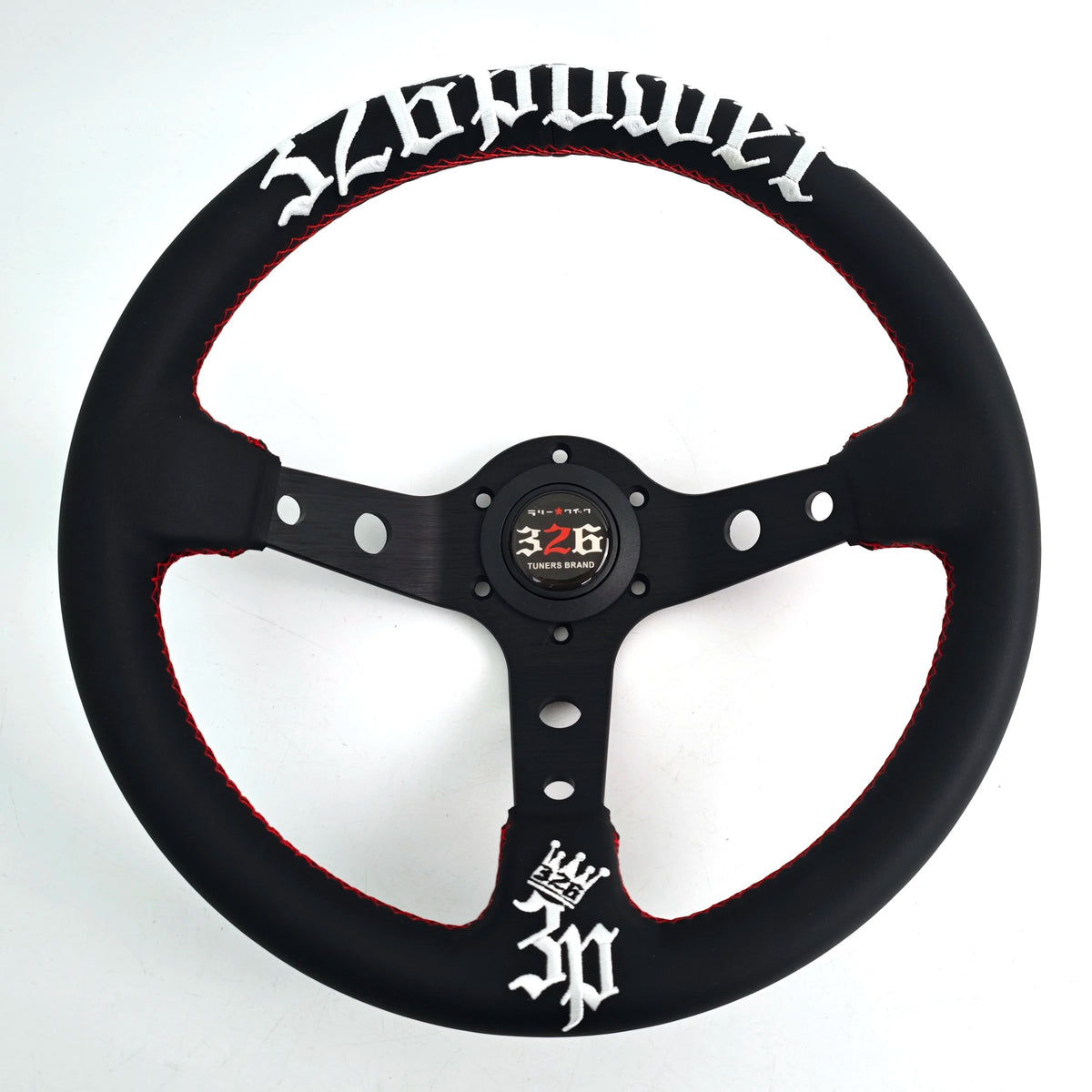 JDM 326 Racing Steering Wheel Leather Embroidery Aluminum Alloy Car Modified Universal Steering Wheel with 6 Hole