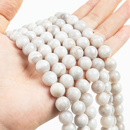 Natural Stone White Crazy Yellow Agate Beads for Jewelry Sets DIY Keychain Earrings Rings Handstring 15' Wholesale 4/6/8/10/12mm