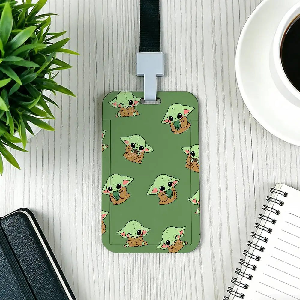 Cartoon Star Wars War Yoda Card Holder Employee Card Cover Lanyard Work Business ID Badge Holder Name Tag Cards Case