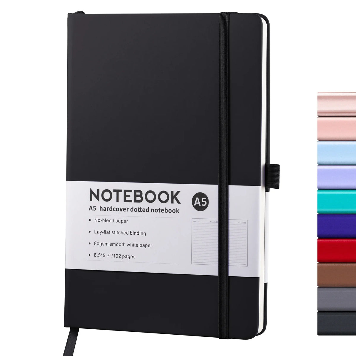 Hardcover A5/A6 Notebook with Elastic Band | PU Leather Journal Notebook for Office, School & Daily Note Taking