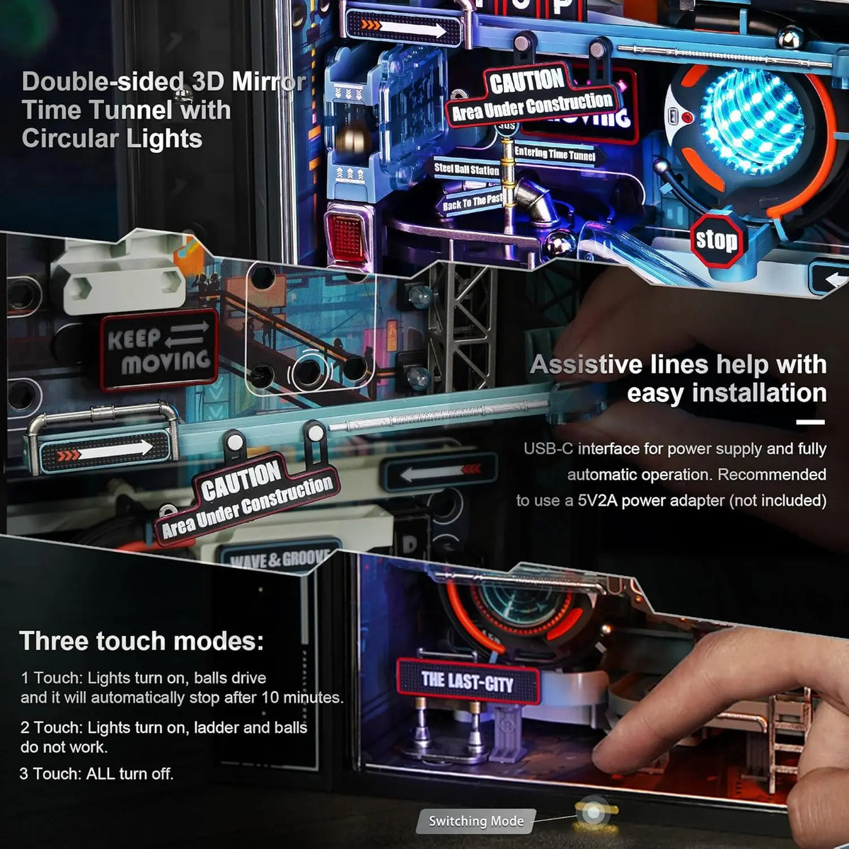 Robotime The Last City Futuristic Marble Run Parallel World Building Toy Set 130pcs Brain Teaser DIY Hobbies for Men Boys