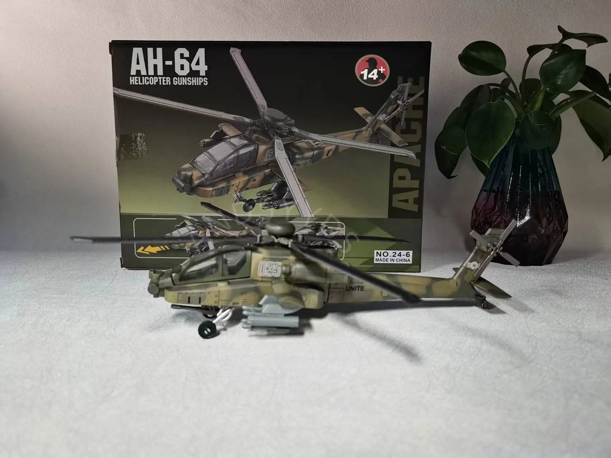 1:72 Scale Toy Planes US Apache Armed Helicopter AH64 ABS DieCast Aircraft Model Building Blocks Toy Collection Boy Holiday Gift