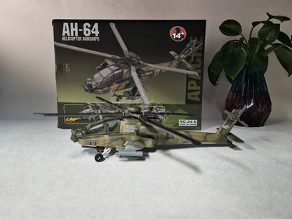 1:72 Scale Toy Planes US Apache Armed Helicopter AH64 ABS DieCast Aircraft Model Building Blocks Toy Collection Boy Holiday Gift