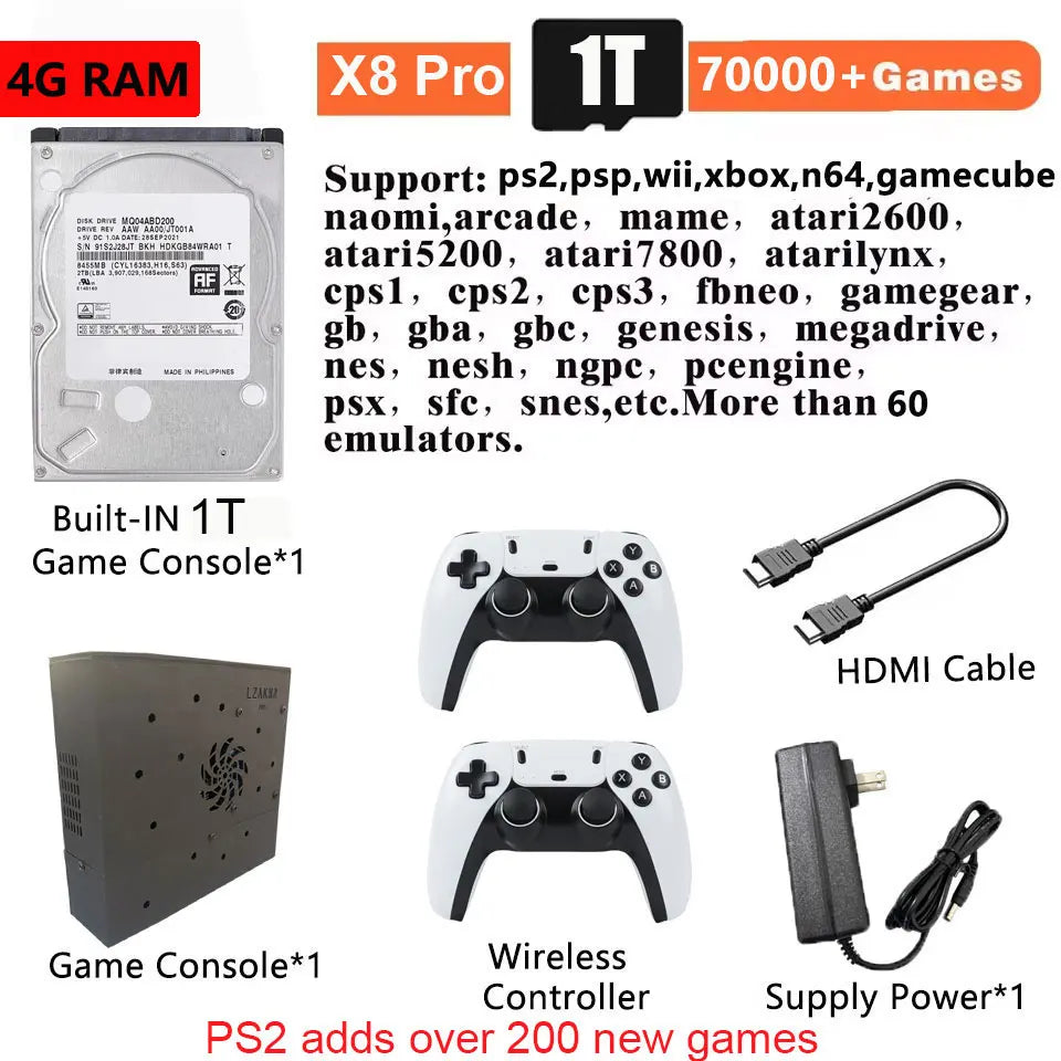 Plug-and-Play on TV NEW Retro Gaming Device 70000+ Games for Wii PS2 DC PSP NGC N64 2T Loaded X88 Console Win11 Children's Gift