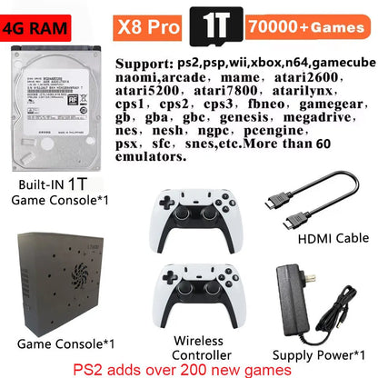 Plug-and-Play on TV NEW Retro Gaming Device 70000+ Games for Wii PS2 DC PSP NGC N64 2T Loaded X88 Console Win11 Children's Gift