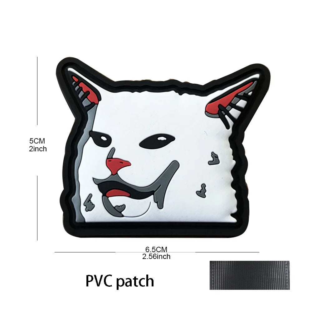 New Outdoor Bag Accessories: Satirical Cat Badge Graffiti Cat 3D PVC Magic DIY Bag Stickers Backpack Hook and Loop Patch