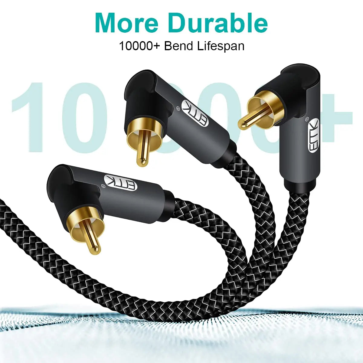 EMK Subwoofer Cable Right Angle Coaxial Cable RCA to RCA Audio Cable 24K Gold-Plated RCA Cable for Soundbar TV Subwoofer