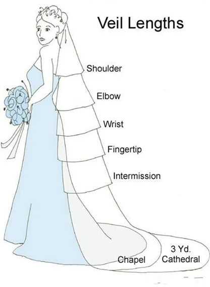 Romantic Cathedral Wedding Veil with Light Blue Floral Lace Embroidery and Scalloped Hem Long Sheer Tulle Bridal Headpiece V2866