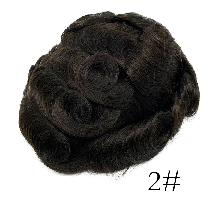 0.08mm Thickness PU Poly Base Double Knotted Toupee Human Hair Durable Time Long Lifespan Men's Capillary Prothesis