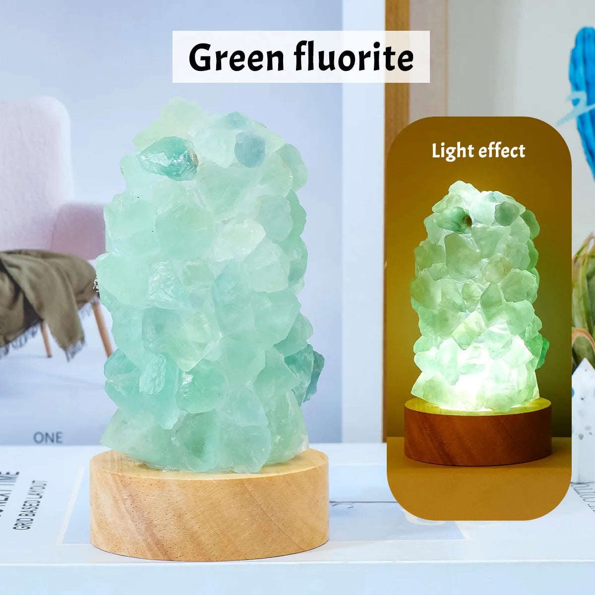 1PC Citrine Crystal Wishing Lamp with Natural Amethyst Raw Stones, Dimmable USB Night Light with Switch, for Home & Bedroom Deco