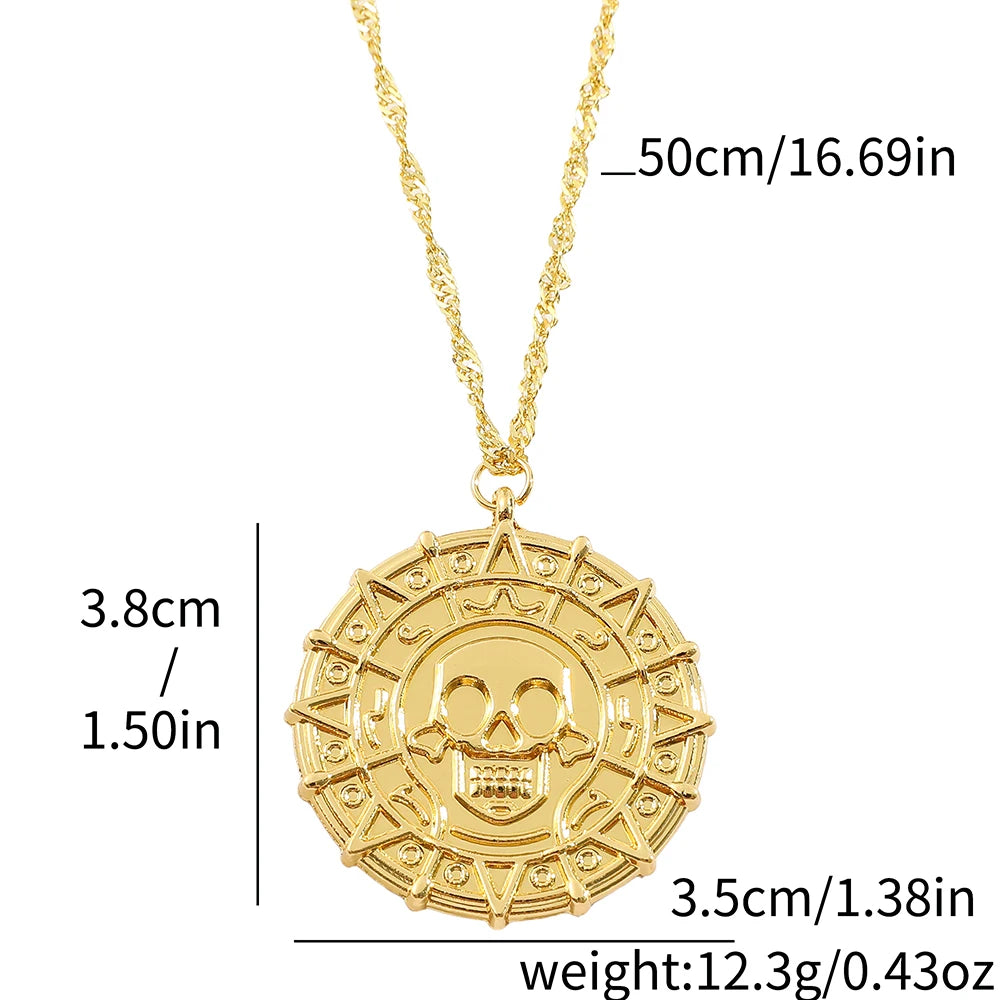 Pirates of the Caribbean Jack Sparrow Aztec Skeleton Skull Heads Toy Coin Medallion Cosplay Prop- Vintage Items