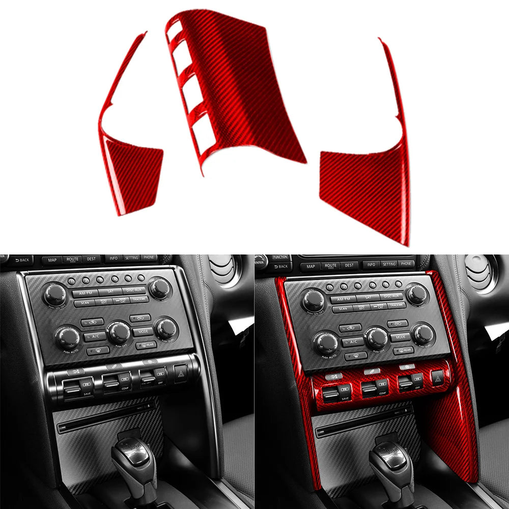 For Nissan GTR GT-R R35 2008-2016 Real Carbon Fiber Instrument Central Control Both Side Trim Cover Car Accessories Modification