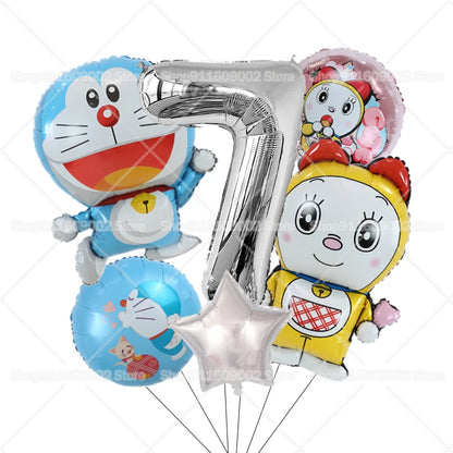 Doraemons Number 1-10 Balloons Girls Boys Birthday Decorations Baby Shower Gender Reveal Balloon Party Supplies Kids Toys Gift