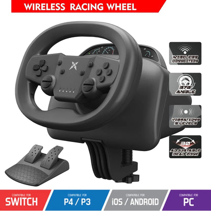 DOYO Racing Game Steering Wheel Vibration Controller Simulation Racing Pedals for Switch/PC/PS4/PS3/iOS and Android Phones