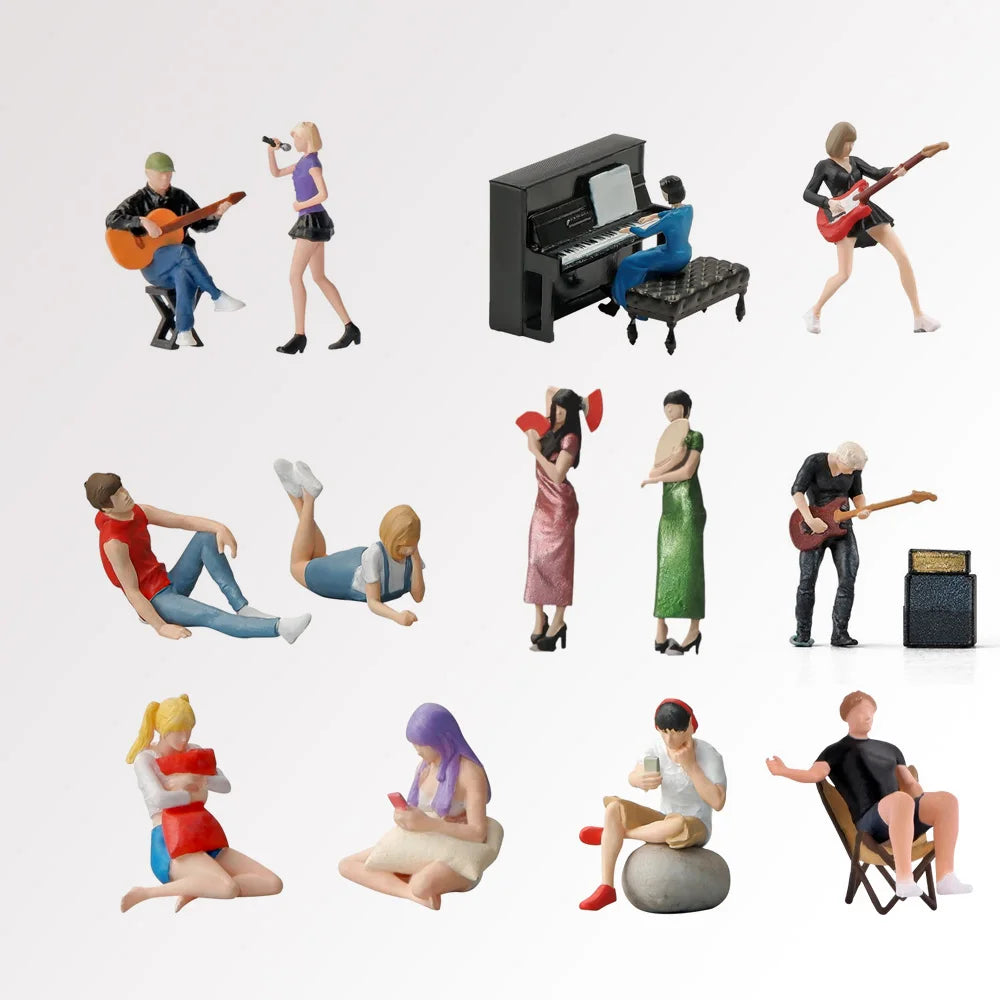 1/64 Scale Figure Band Singer Model  Resin  Miniature Figures Diorama Minifigures Garage Scenes DIY Craft Toys Collectible