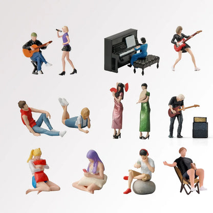1/64 Scale Figure Band Singer Model  Resin  Miniature Figures Diorama Minifigures Garage Scenes DIY Craft Toys Collectible