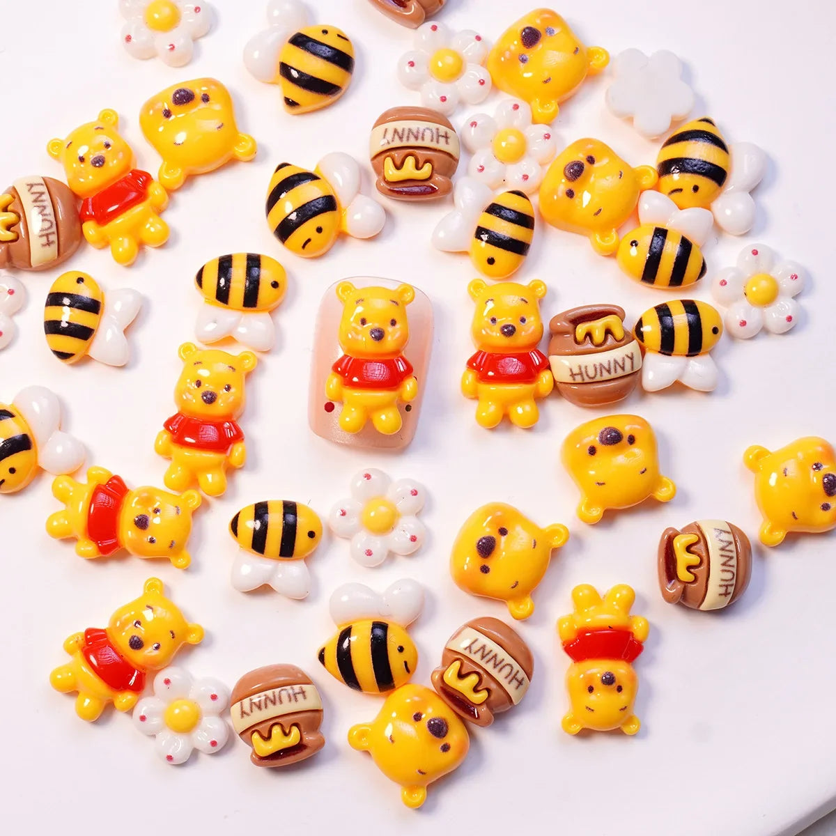 random12Pcs Disney Winnie The Pooh Honey Pot Resin Charms, cute Cartoon nail decorations, nail art，diy accessories