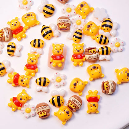 random12Pcs Disney Winnie The Pooh Honey Pot Resin Charms, cute Cartoon nail decorations, nail art，diy accessories