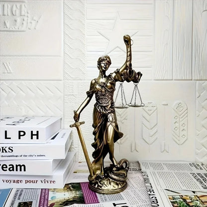 European style creative retro home imitation copper goddess of justice ornament decoration living room office desk ornament 1PCS
