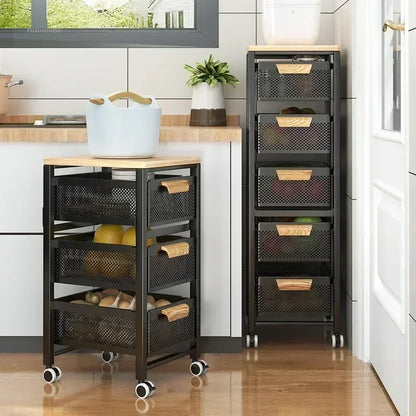 Household Movable Narrow Kitchen Organizer Cart With Wheel Multi-layer Vegetable Auxiliary Cartss Drawer Type Kitchen Trolleys k