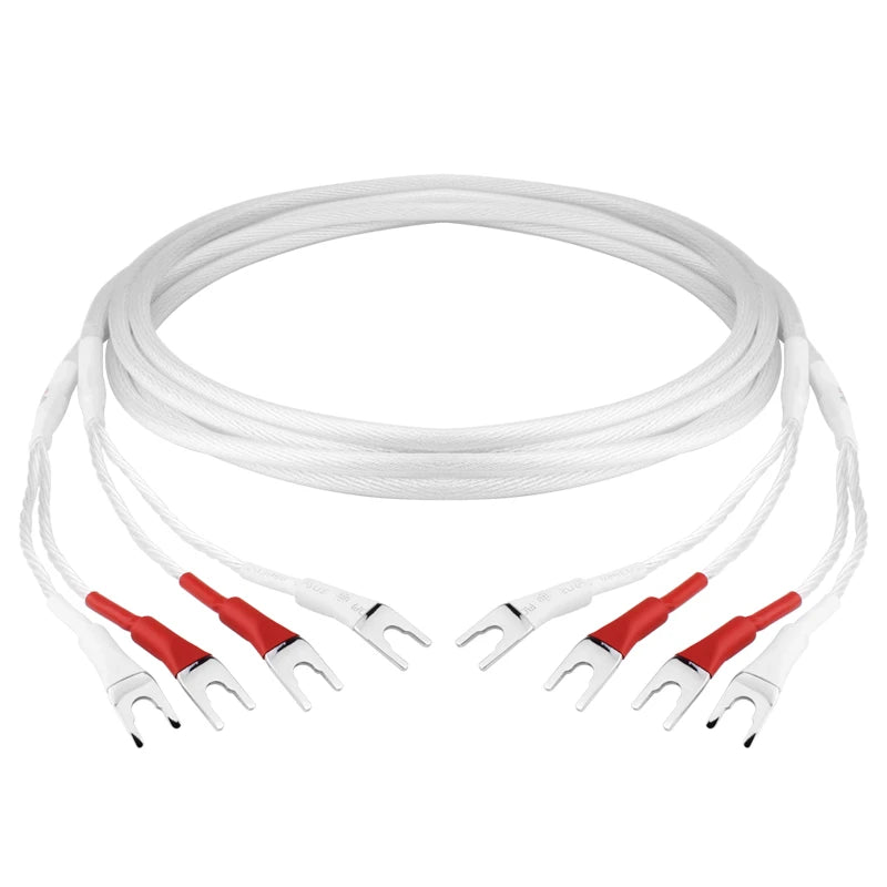 YYAUDIO One Pair High-end 7N OCC Silver Plated Speaker Cable For Hi-fi Systems Y Plug Banana Plug Speaker Cable