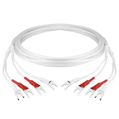 YYAUDIO One Pair High-end 7N OCC Silver Plated Speaker Cable For Hi-fi Systems Y Plug Banana Plug Speaker Cable