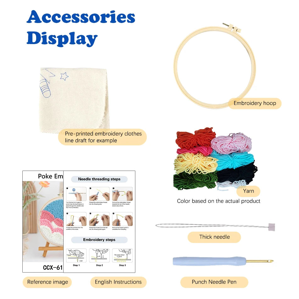GATYZTORY punch needle embroidery kit for beginners Sewing Winter Snowhouse Landscape Christmas Gift Home Decoration Painting