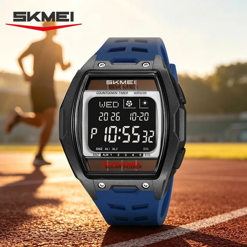 SKMEI 2750 Fashion Men Electronic Watch Solar Power Large Screen Luminous Calendar Multifunctional Outdoor Sport Watches for Man