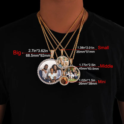 Free Customization Logo Personalized Custom Photo Circle Medal Pendant Hip Hop Jewelry Women Men Memory Picture Necklace Pendant