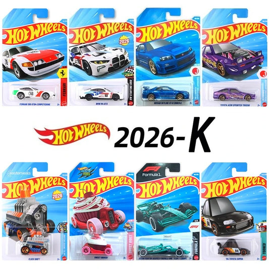 Hot Wheels 2026-K Case,Ferrari BMW M4 Aston Martin F1 Nissan Skyline GT-R Toyota Supra,1:64 Diecast Alloy Car,Collector's Gift