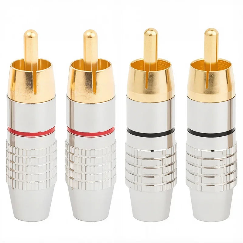 4/10Pcs RCA Connector Solder-Free Male Plug Adapter for Audio Video CCTV Camera Cable Plug