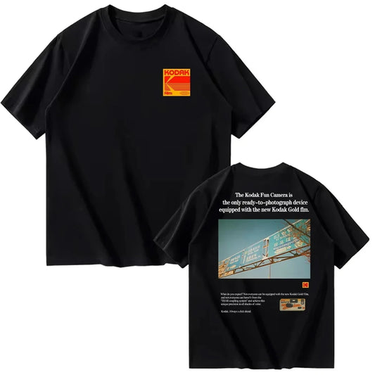 Kodak Summer Brand Men T-shirt Cotton Solid Color Daily Graphic Print Casual Breathable Short Sleeve Top Tees Women Clothing