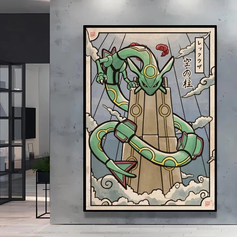 1pc frameless Canvas Paintings Retro Canvas Poster Prints Pokemon Gengar Blastoise Cartoon Character Picture Wall Art Home  Chil