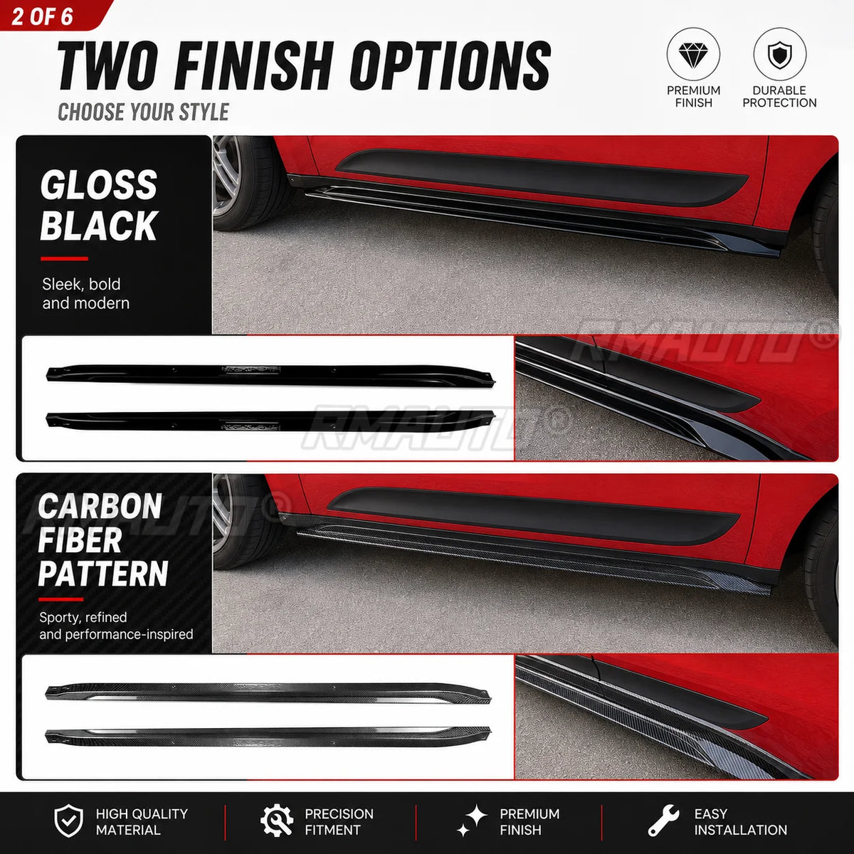 Side Skirt Trim Extension Rocker Panel Garnish Gloss Black Carbon Fiber For Porsche Macan MK1 2015-2026 Car Accessories
