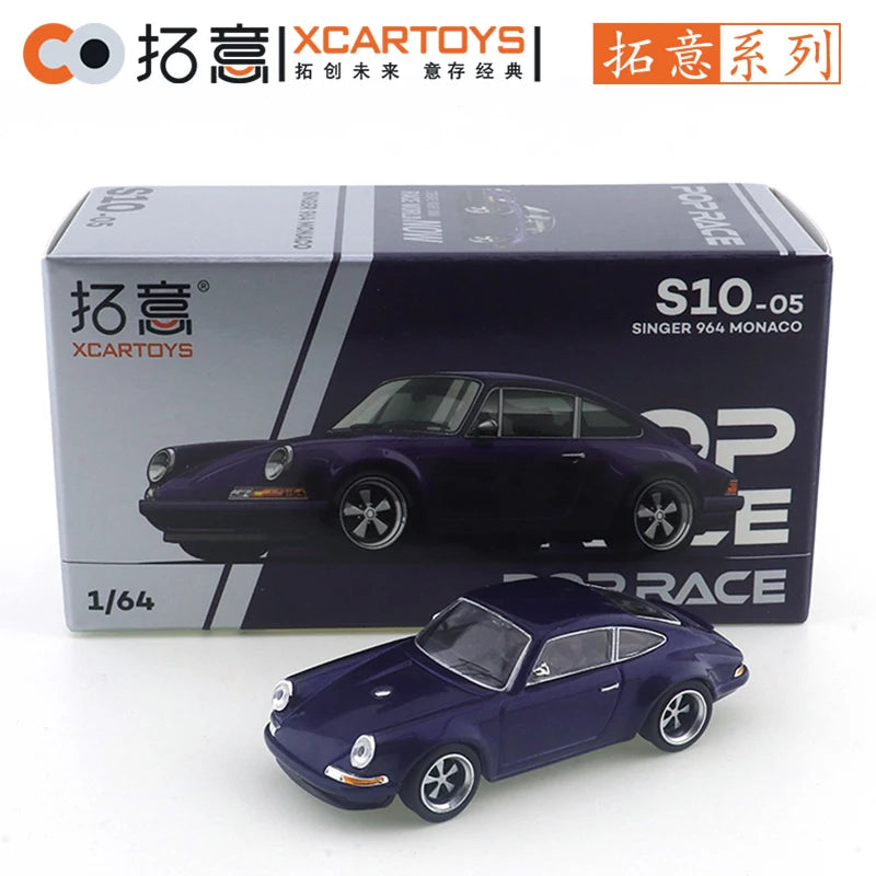 XCARTOYS POP RACE 1/64 Porsche 992 Stinger GTR SINGER 964 SINGER DLS Turbo Study RWB 997 Cars Alloy Diecast Model Kids Toys Boys