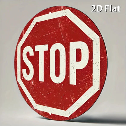 Vintage Distressed Stop Sign 2D Flat High Definition Metal Wall Art Sign Rustic Embossed Iron Painting Classic Road Traffic Warn