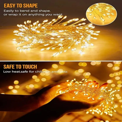 50/100/200LED Firecracker Firefly Lights with Remote Waterproof  Cluster String Lights for Bedroom Window Christmas Tree Decor