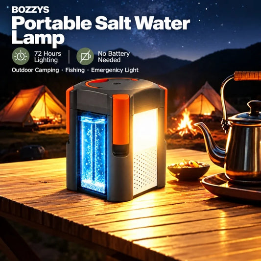 BOZZYS Portable Salt Water Lamp,72 Hours Lighting No Battery Needed, Outdoor Camping Fishing Emergency Light