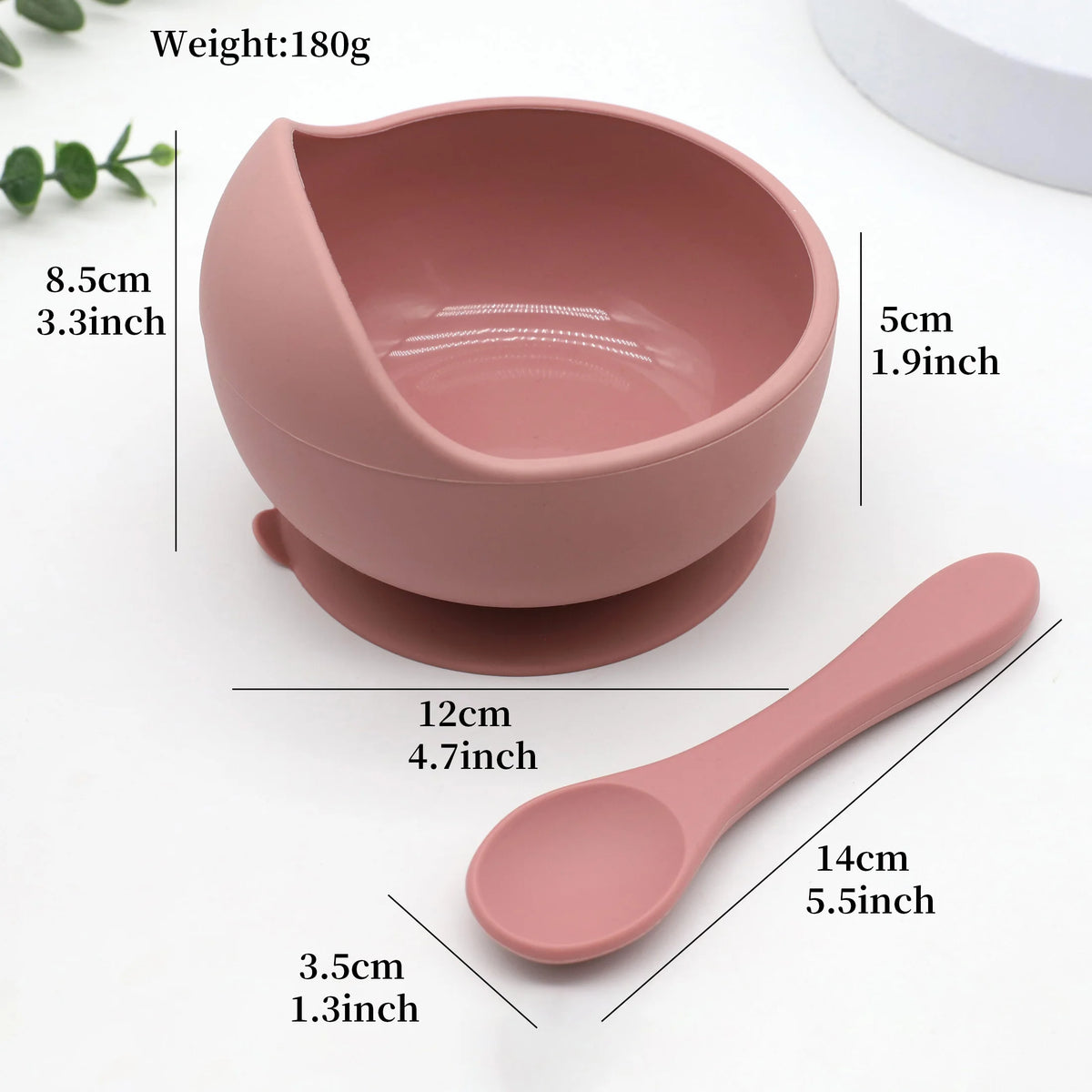 Baby Silicone Complementary Food Feeding Bowl Spoon Set with Suction Cup for Strong Suction