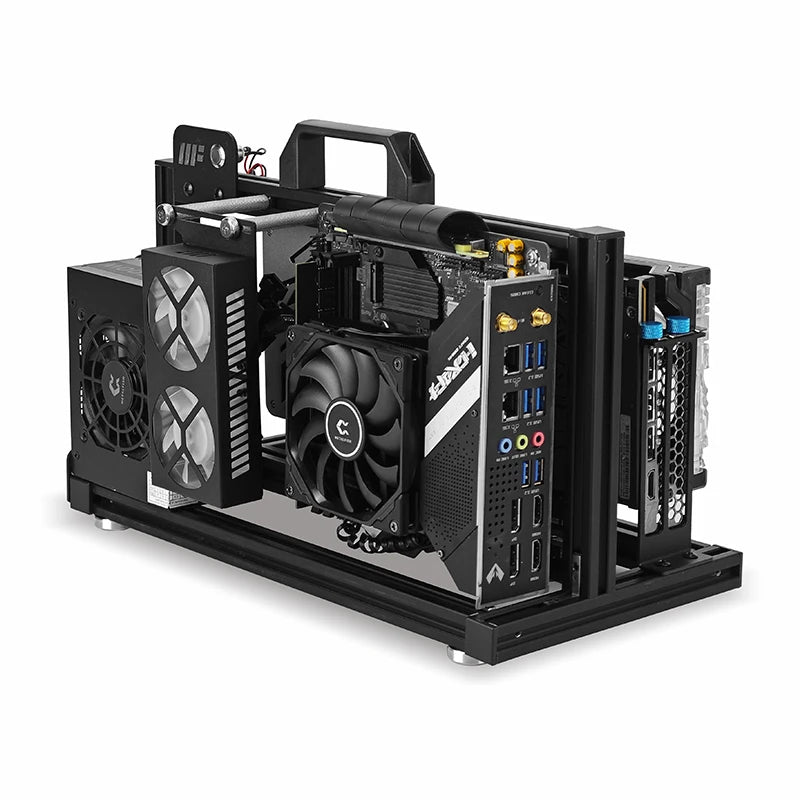 METALFISH ITX A4 Aluminum Open Frame Case, Vertical GPU, 240mm Cooler, Mini-ITX Compatible, DIY Gaming PC