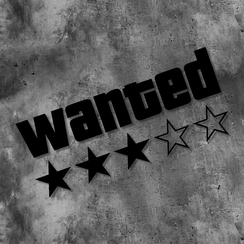 1PC Wanted Star Motorcycle Sticker Decoration DIY for Motorbike Fuel Tank Side Panel Car Electric Scooter Waterproof Vinyl Decal