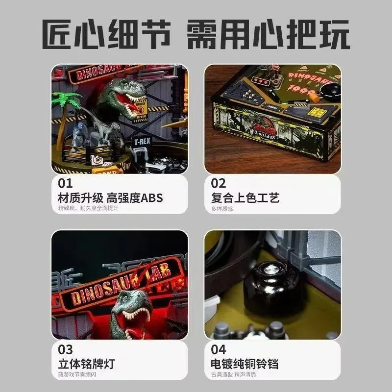 Dinosaur Lab Pinball Machine DIY Wooden Assembly Model With Light Sound Effect Desktop Arcade Game 3D Puzzle Collectible Gift